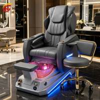 Fauteuil de pédicure de luxe personnalisé en fibre de verre couleur beige avec fonction de massage et drainage automatique pour salon de manucure