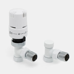 Vanne de radiateur thermostatique moderne blanche IVANCI pour système HVAC contrôle de température Angle en laiton thermostatique 15mmX 1/2" - Product Image 1