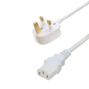 UK BS aprovação c13 c14 cabo de alimentação 3 pinos bs plug c13 conector ce7/7 com 1.5m 2m h05vv-f cabo de alimentação do computador