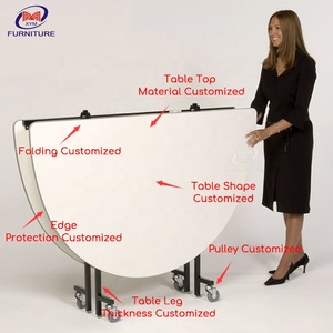 Hoa Kỳ Phong Cách Đám Cưới Gấp Bàn Tròn Với Bánh Xe - Product Image 3