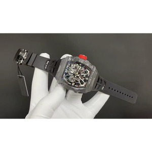 oem logo top designer style 3502 <b>black</b> carbon fiber skeletonized luxury automatic mechanical <b>watch</b> for <b>men</b> - Product Image 4