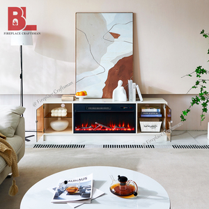 Modern Wood Long Large White 63 Inch Storage <strong>Fire</strong> Place <strong>Electric</strong> Fireplace Led <strong>TV</strong> <strong>Stand</strong> With Fireplace - Product Image 2
