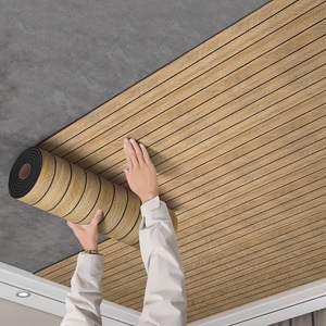 Adesivo da parete autoadesivo insonorizzato adesivo da parete 3D rotolo di carta da parati con doghe in <span class=keywords><strong>legno</strong></span> a doghe in PVC addensato resistente all'umidità - Product Image 1