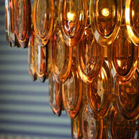 Lustre suspendu moderne de luxe en verre ambré à plusieurs niveaux, en laiton, pour salon, hôtel, îlot, décoration de plafond, personnalisable