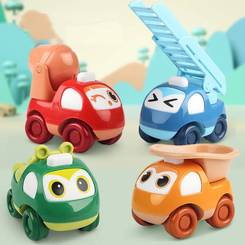 फैक्टरी थोक प्लास्टिक छोटा सा खिलौना कार उपहार बच्चों के खिलौने कार्टून मिनी जड़त्वीय वापसी बल के लिए कार