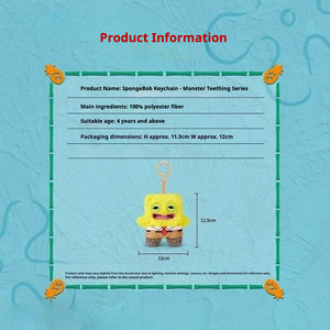 Porte-clés en peluche tendance et authentique Fuggler, monstre aux dents moches et amusantes, Bob l'éponge, breloque de sac, jouet pour cadeau ou décoration - Product Image 3