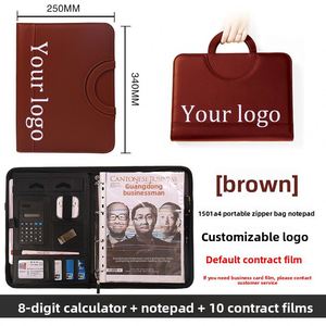 Multicolor <b>A4</b> Custom Leather Padfolios Portfolio Document Holder Compendium <b>File</b> Organizer Folder - Product Image 3
