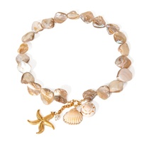 Collar de Moda con Cadena de Piedras Naturales y Dije de Concha de Perla para Mujer, Joyería Fina de Verano con Diseño Oceánico, Novedad