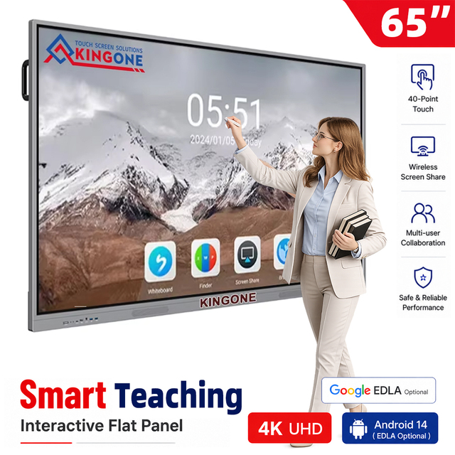 KINGONE 55" 65" 75" 85" Smart Interactive Touch Screen Display Board Digital Flat Panel for Education and Office Presentations