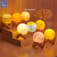 Solar System 8 Planets 3D Print Night Light Saturn/Earth/Jupiter/Mars/Moon Lamp Rechargeable Touch sensor 3 Color Night Lamp