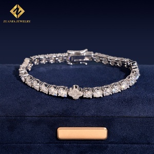 Nouveauté Bracelet Tennis Serti de Diamants Moissanite 5MM Argent 925 Bracelet Tennis à Quatre Feuilles Bijoux Hip Hop - Product Image 1