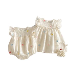 Conjunto de Verano 2026, Nuevo Modelo, para Bebés Niñas, Vestido Romper con Bordado y Estampado, Estilo Princesa, para Hermanas - Product Image 5