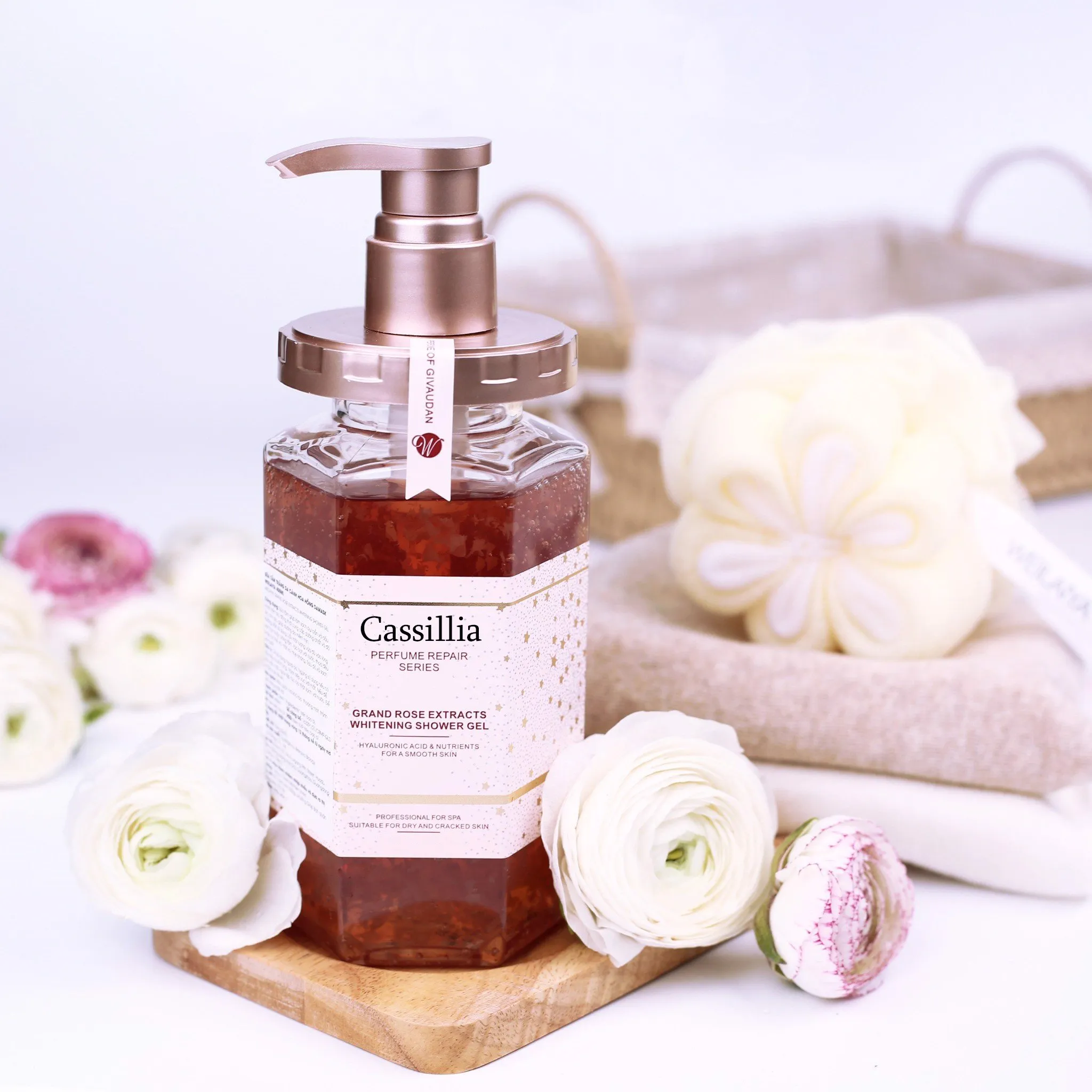 Luxury whitening rose shower gel petals scented body wash perfume shower gel pink and dark pink shower gel