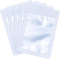 Sachets barrière thermoscellables blancs en Mylar avec face transparente, anti-odeur, refermables, à fond plat avec fermeture éclair pour liquides et solides