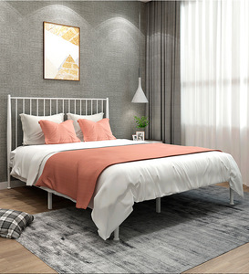 Lit en métal taille Queen, chambre d'enfant, lattes en bois, cadre en métal, lit pour enfants, garçons, lit maison pour enfants - Product Image 6