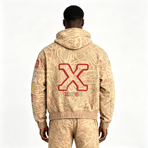 Hoodies surdimensionnés en molleton épais, style streetwear, délavé à l'acide, coupe carrée, effet usé, design court zippé, vente en gros - Product Image 2