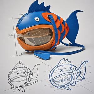 Sac Ita personnalisé en forme de poisson avec fenêtre de visualisation, impression multicolore, thème océanique d'anime, sac Ita pour l'affichage de badges - Product Image 1