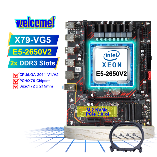 NEW X79-VG5 Desktop PC Workstation Mainboard Kit Supports Intel Xeon E5 2650V2 CPU and DDR3 ECC RAM New Product X79