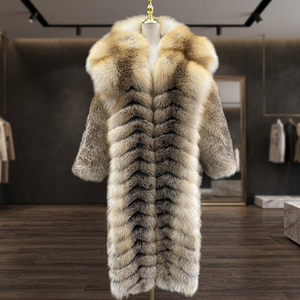 Wholesale Men's Real Golden <b>Fox</b> <b>Fur</b> Waterproof Reversible Warm Winter Long Luxury <b>Coats</b> - Product Image 3