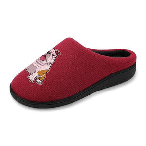 Simpatiche pantofole da <span class=keywords><strong>uomo</strong></span> in cotone lavorate a maglia con stampa Bulldog inglese Memory Foam <span class=keywords><strong>calde</strong></span> pantofole Casual per la casa - Product Image 4