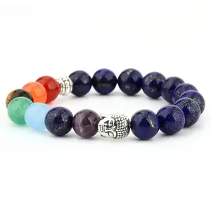 New 6mm Red Agate Yoga Chakra Bracelet Buddha Head Volcanic Rock Beads String Bracelet