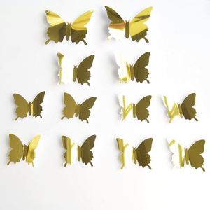 12 Pieces a <b>Set</b> Butterfly <b>Wall</b> Decor DIY <b>Mirror</b> 3D Butterfly Stickers Removable Decals for Home Bedroom School Bathroom Decor - Product Image 3