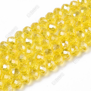 <span class=keywords><strong>PandaHall</strong></span> 10 Hilos de Cuentas de Vidrio Facetadas Rondelle de 4mm, 6mm, 8mm, 10mm, Color Azul Claro AB, Electrochapadas - Product Image 6