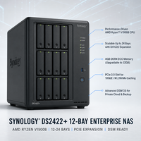 Server Tower NAS Enterprise 12-Bay DS2422+ Ukuran Rak 2U dengan Antarmuka USB untuk Penyimpanan Video/Dokumen Jaringan Harga Terjangkau