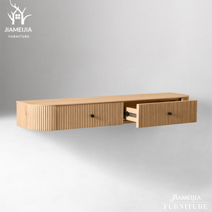 Consola de tocador moderna <span class=keywords><strong>flotante</strong></span> <span class=keywords><strong>con</strong></span> ranuras, de madera natural, <span class=keywords><strong>con</strong></span> 2 <span class=keywords><strong>cajones</strong></span>, para dormitorio o entrada. - Product Image 3