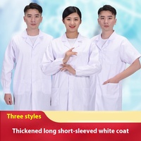 Blouse de laboratoire unisexe blanche à manches longues en tissu épais, uniformes d'hôpital OEM pour usage hospitalier