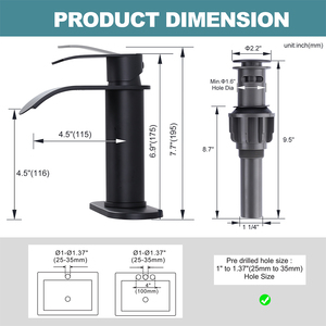 Rubinetto unico lavello lavabo a cascata con rubinetto lavello a maniglia singola con scarico a scomparsa, rubinetto lavabo in acciaio inox - Product Image 5