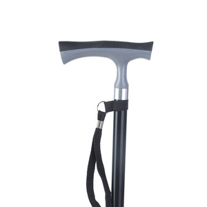 Bastón de Aleación de Aluminio de Fábrica con Luces LED Ajustable para Ancianos, Soporte para Caminar, Bastón de Senderismo, Diseño Plegable Negro (2 Unidades) - Product Image 1