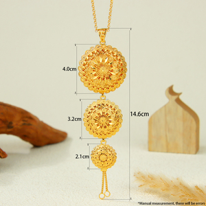 Collane e Ciondoli di Lusso Tradizionali all'Ingrosso, <span class=keywords><strong>Gioielli</strong></span> in Oro 24k Stile Arabo con Design Traforato, <span class=keywords><strong>Gioielli</strong></span> per il Ramadan da Regalo - Product Image 5