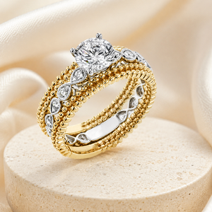 Two Tone <b>Cubic</b> <b>Zirconia</b> <b>Ring</b> for Women Engagement <b>Wedding</b> Jewelry - Product Image 3