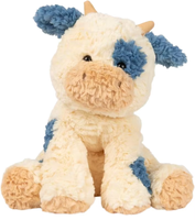Peluche personnalisée en forme de vache, brodée, en tissu super doux, adorable, bleu crème, réchauffable au micro-ondes, pour anniversaire