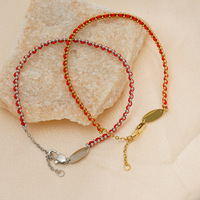 Bracelet tendance en acier inoxydable plaqué or 18 carats avec breloque corde rouge et strass, style classique, pour femmes