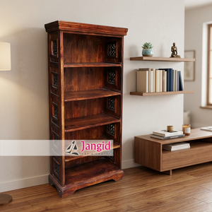 Estantería de Madera de 5 Niveles Estilo Vintage con Puerta Frontal Abierta, Mueble de Exhibición para Comedor, Armario, Muebles Indios - Product Image 2