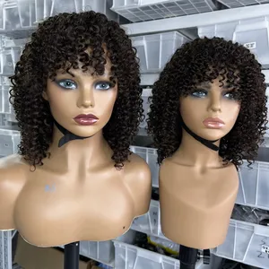 GL Afro Kinky Curly Wig Bob Wigs for Black with Bangs Full Machine Made full Machine Short Afro Kinky Wig afro Kinky Curly Women