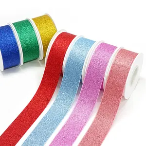 Custom Glitter Ribbons Glitter Grosgrain Ribbon For Hair Bows And Holiday Events Decorations
