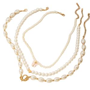 Collar de Lujo Estilo Francés con Perlas de Imitación y Engaste de Bisel, Cadena de Eslabones de Moda, para Fiestas, Minimalista, de Alta Gama, para Clavícula - Product Image 5