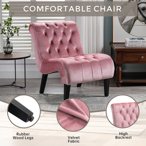 Fauteuil d'appoint moderne en velours sans accoudoirs / Fauteuil de loisirs pour salon, bureau à domicile, chambre à coucher, rembourré, imperméable et écologique - Product Image 1