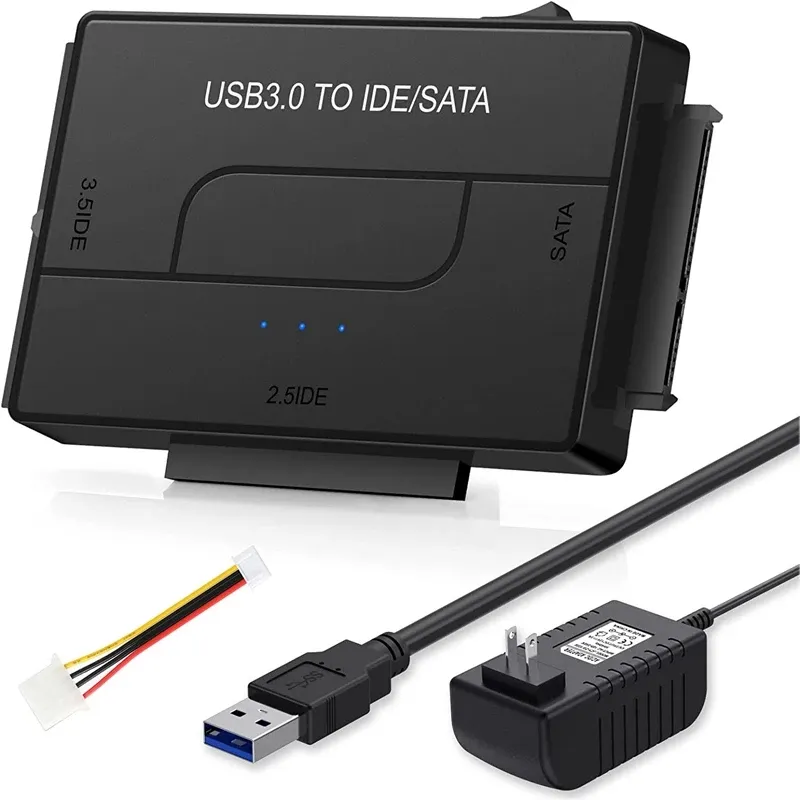 SATA to USB IDE 어댑터 USB 3.0 2.0 Sata 3 케이블 2.5 3.5 하드 디스크 드라이브 HDD SSD 컨버터 IDE SATA 어댑터 (전원 포함)