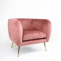 Fauteuil d'appoint en velours multicolore, fauteuil de loisirs en forme de baril avec pieds en métal doré pour salon et chambre, certifié BSCI OEM/ODM