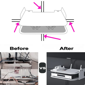 Étagères flottantes à 2 niveaux pour routeur Wifi Couche <span class=keywords><strong>suspendue</strong></span> Ensemble de prises multiples Support de boîte Support de câble Support mural Organisateur de rangement - Product Image 6
