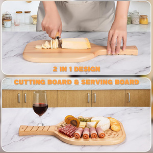Planche à découper en bambou avec poignée, antibactérienne, rectangulaire, pour la cuisine, pour servir le fromage et les charcuteries - Product Image 3