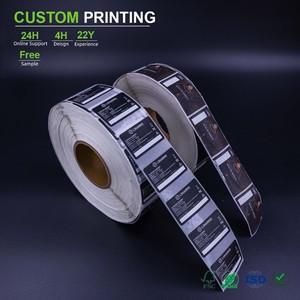 Etiquetas Adhesivas en Rollo con Número VIN para Productos Propios, con Logotipo de <span class=keywords><strong>Whisky</strong></span> Negro, para Papel PP, para Máquinas Térmicas de Etiquetas y para Ropa - Product Image 1