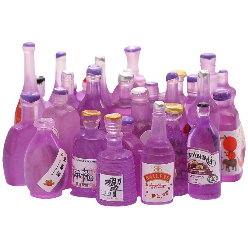 Bouteilles violettes mélangées