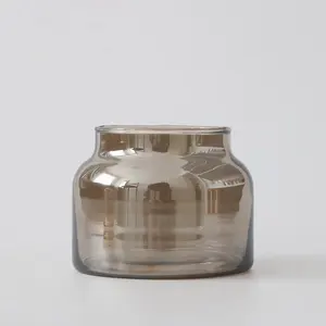 Individuelle glas-kerzengläser für heimdekoration glas-kerzenhalter für duftkerzen gefäße ionenbeschichtete vasen
