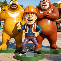 Estatuas de Fibra de Vidrio de Tamaño Real Personalizadas, Ecológicas, Resistentes al Agua, Pintadas, de los Osos Boonie, para Parques de Diversiones y Centros Comerciales