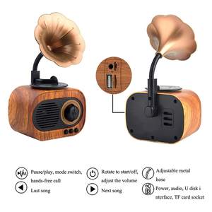 Vintage Gramophone Speaker Retro Horn Decor BT5.0 Wireless Audio TF Card <b>AUX</b> Rechargeable Mini Desktop Stereo - Product Image 2